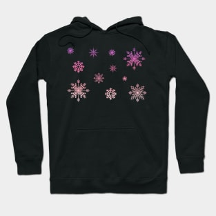 Pink Ombre Faux Glitter Snowflakes Hoodie